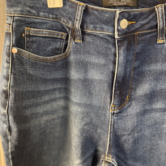 Judy Blue High Waist Jeans Release Hem Slim Straight Leg Medium Wash Size 14W - Picture 5 of 12